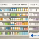 Ejemplo de lineales de farmacia representados en un planograma