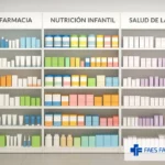 Ejemplo de lineales de farmacia representados en un planograma.